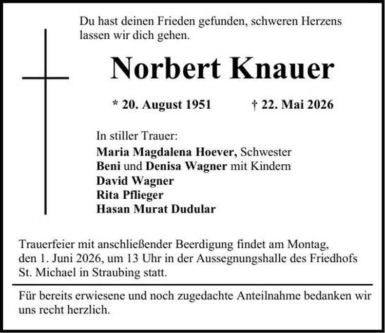 Traueranzeige Norbert Knauer