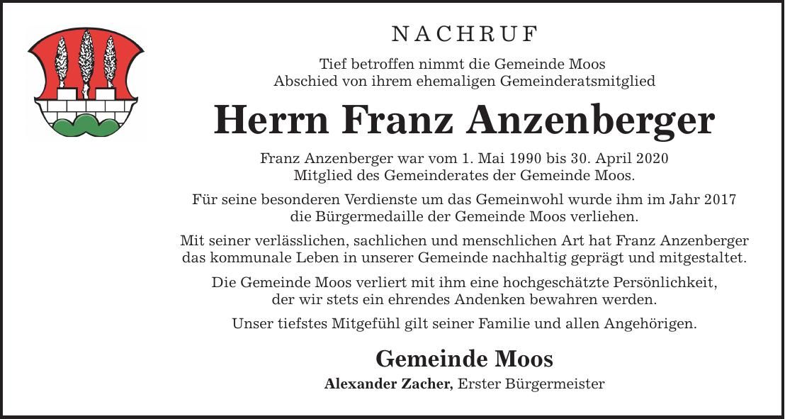 Traueranzeige Franz Anzenberger