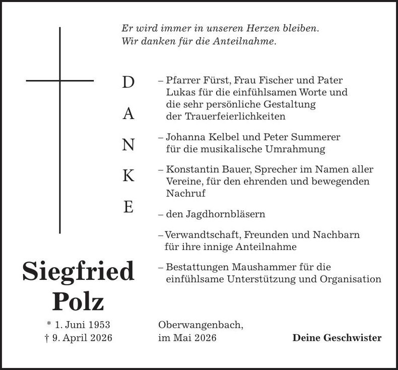 Traueranzeige Siegfried Polz