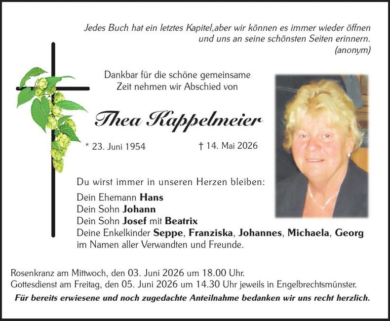 Traueranzeige Thea Kappelmeier