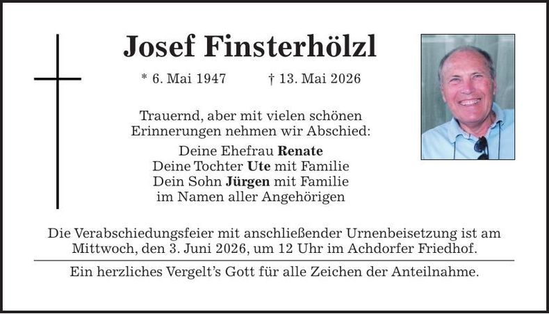 Traueranzeige Josef Finsterhölzl