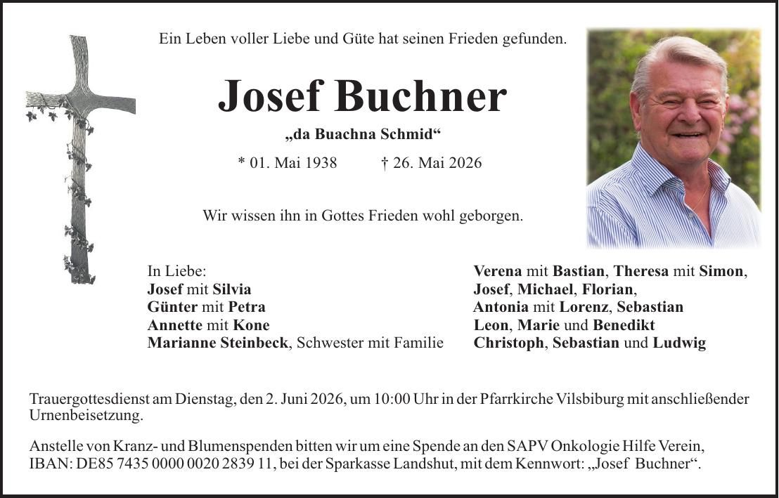 Traueranzeige Josef Buchner