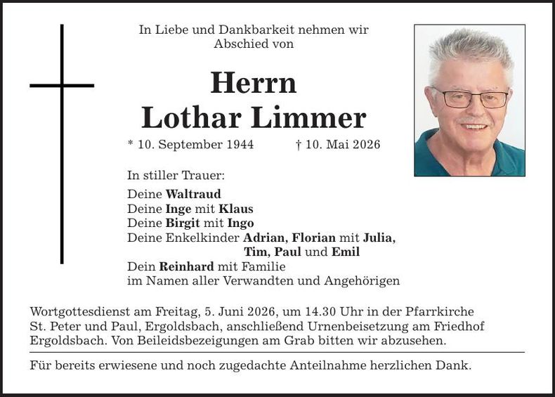 Traueranzeige Lothar Limmer