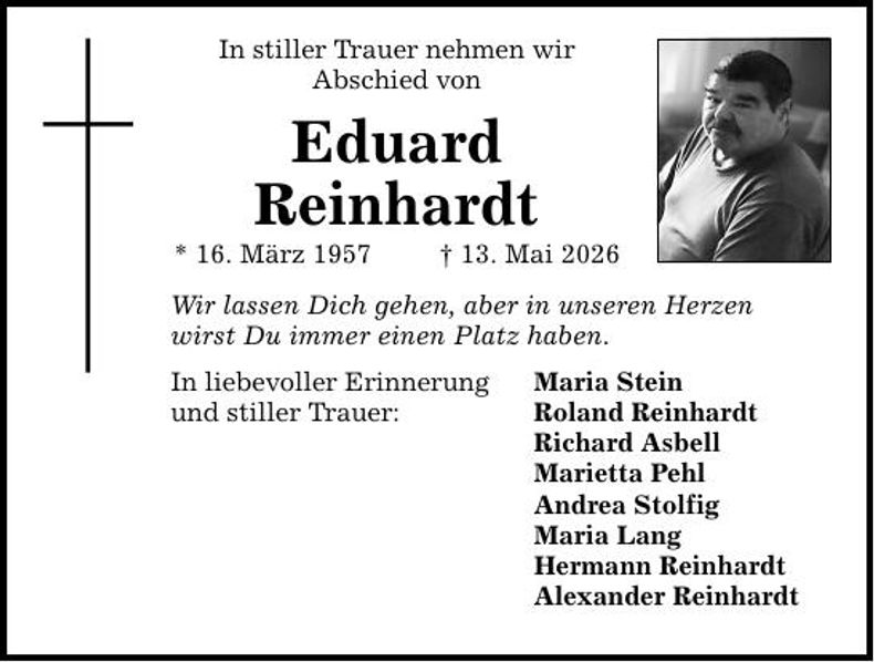 Traueranzeige Eduard Reinhardt