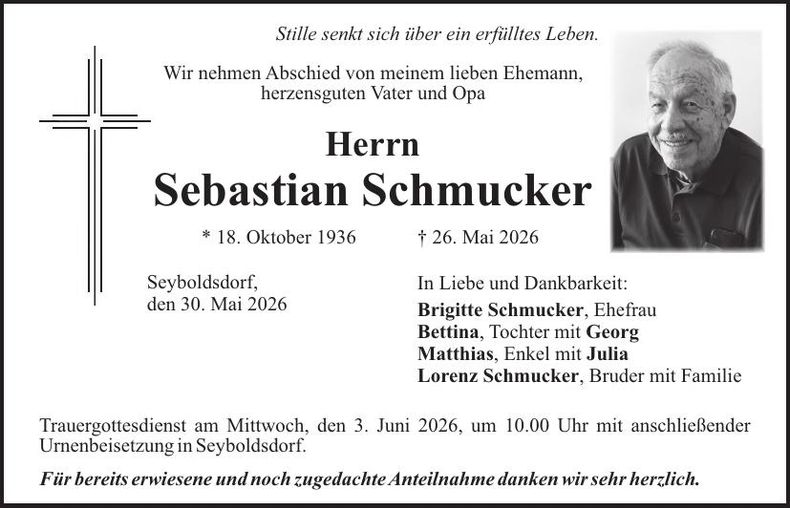 Traueranzeige Sebastian Schmucker