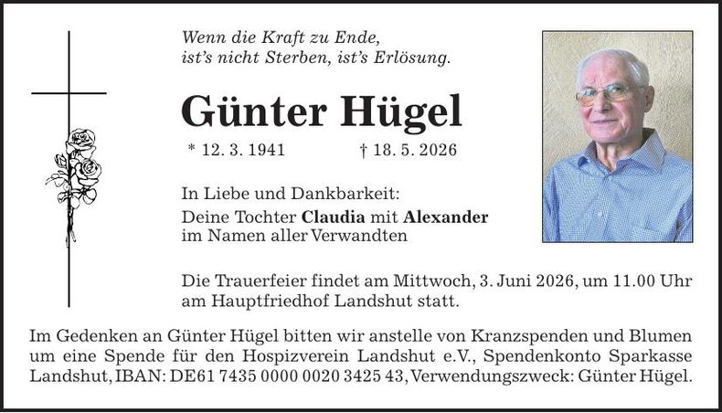 Traueranzeige Günter Hügel