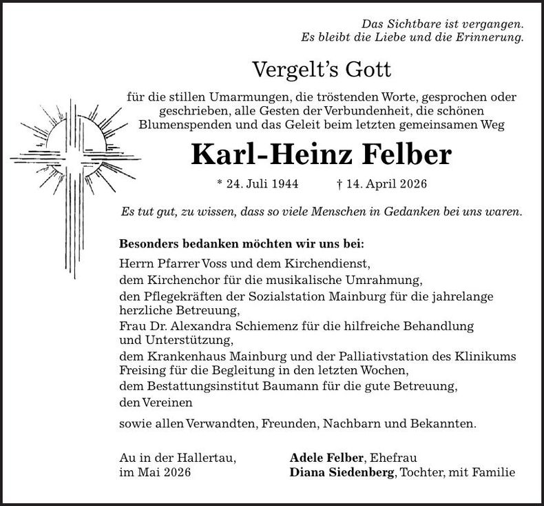 Traueranzeige Karl-Heinz Felber