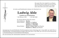 Traueranzeige Ludwig Able
