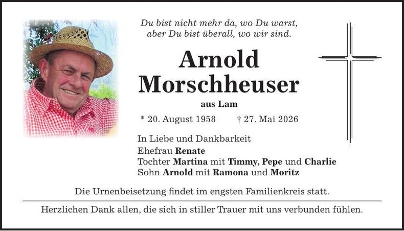 Traueranzeige Arnold Morschheuser