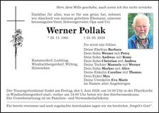 Traueranzeige Werner Pollak