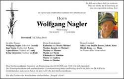 Traueranzeige Wolfgang Nagler 