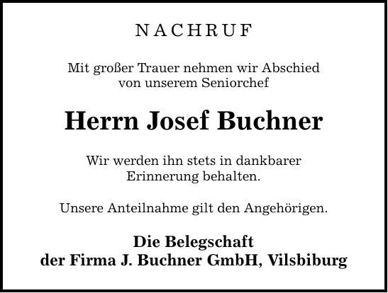 Traueranzeige Josef Buchner