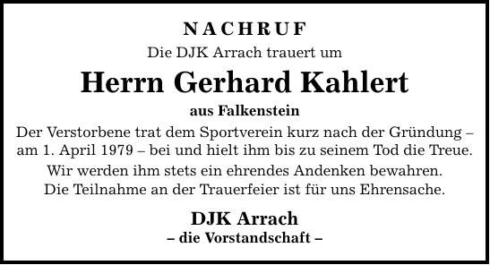 Traueranzeige Gerhard Kahlert
