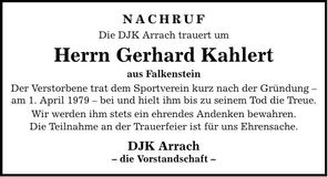 Traueranzeige Gerhard Kahlert