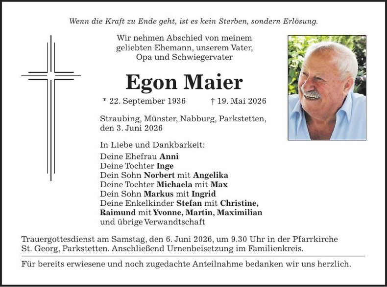 Traueranzeige Egon Maier