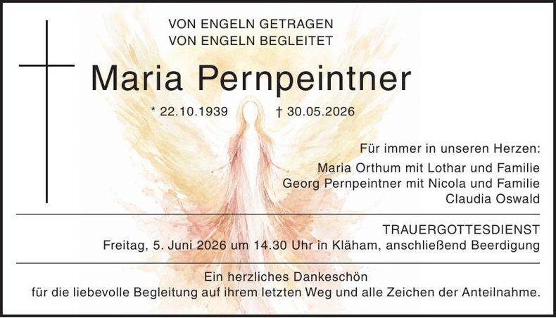 Traueranzeige Maria Pernpeintner