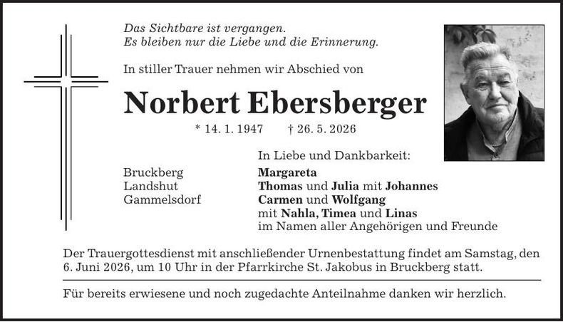 Traueranzeige Norbert Ebersberger