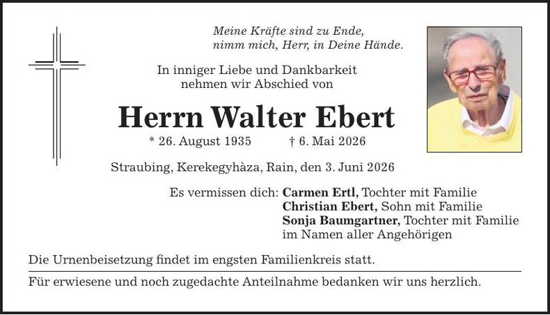 Traueranzeige Walter Ebert