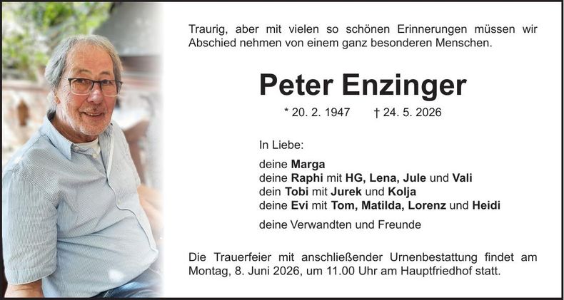 Traueranzeige Peter Enzinger