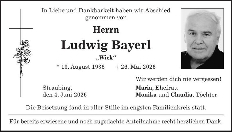 Traueranzeige Ludwig Bayerl
