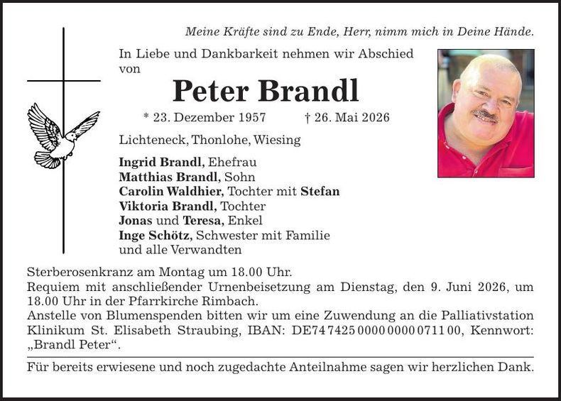 Traueranzeige Peter Brandl