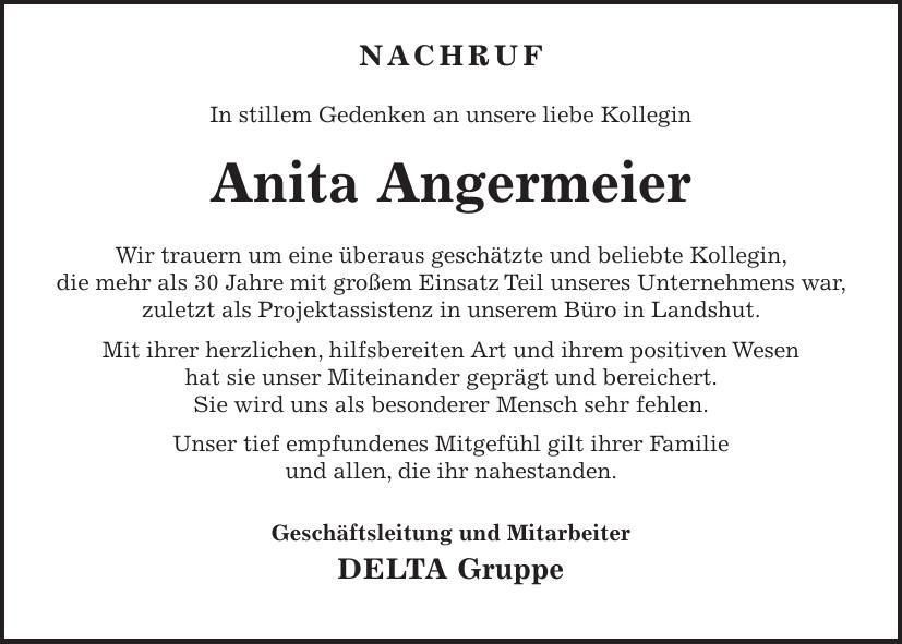 Traueranzeige Anita Angermeier