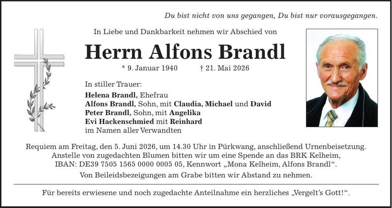 Traueranzeige Alfons Brandl