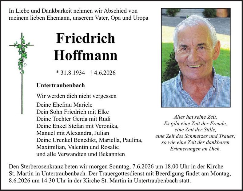 Traueranzeige Friedrich Hoffmann