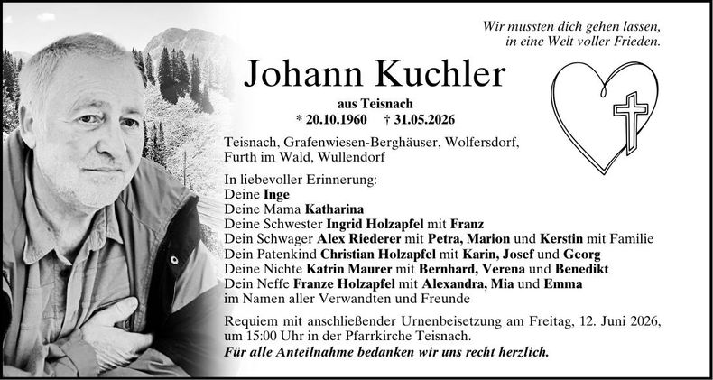 Traueranzeige Johann Kuchler