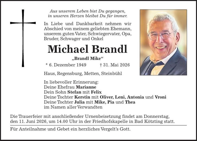 Traueranzeige Michael Brandl