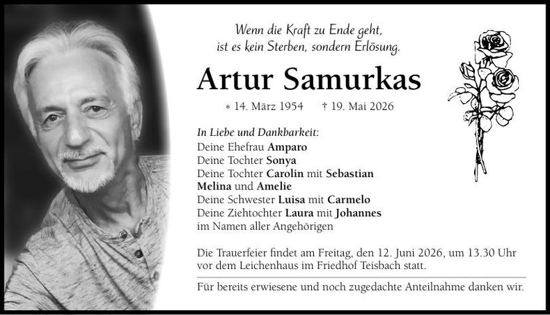 Traueranzeige Artur Samurkas