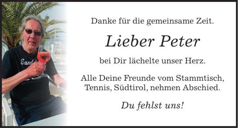 Traueranzeige Peter Enzinger