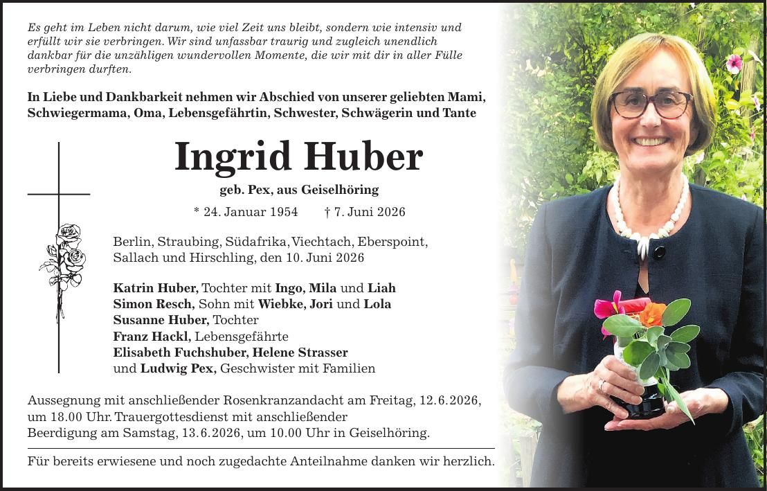 Traueranzeige Ingrid Huber