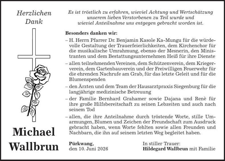 Traueranzeige Michael Wallbrun
