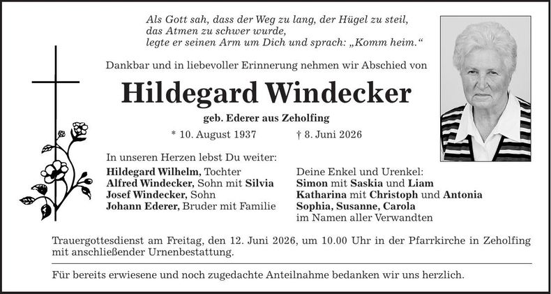 Traueranzeige Hildegard Windecker