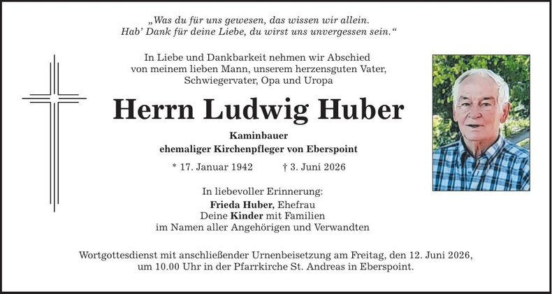 Traueranzeige Ludwig Huber