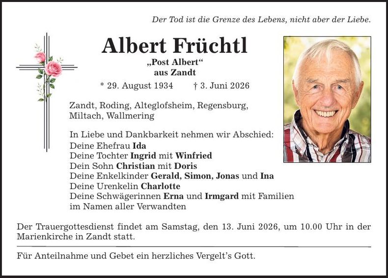 Traueranzeige Albert Früchtl