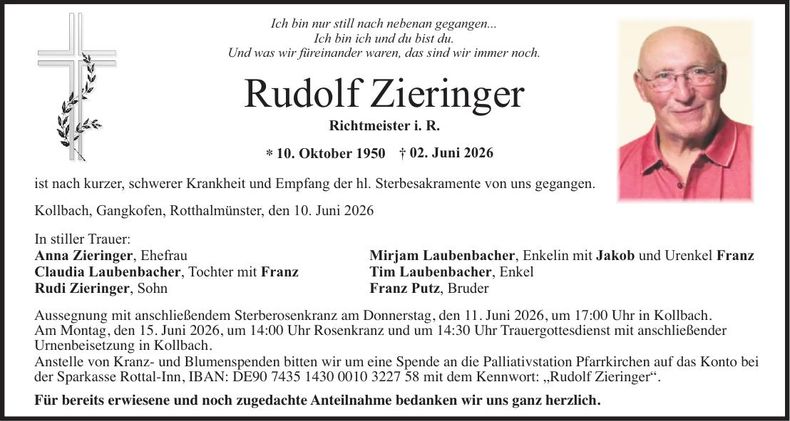 Traueranzeige Rudolf  Zieringer