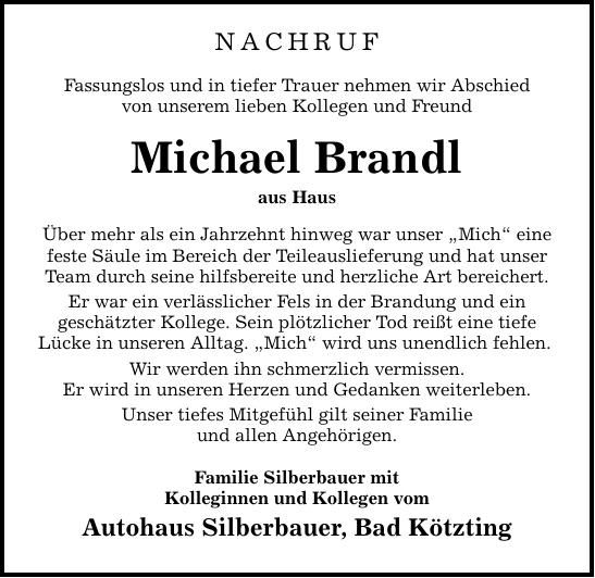 Traueranzeige Michael Brandl