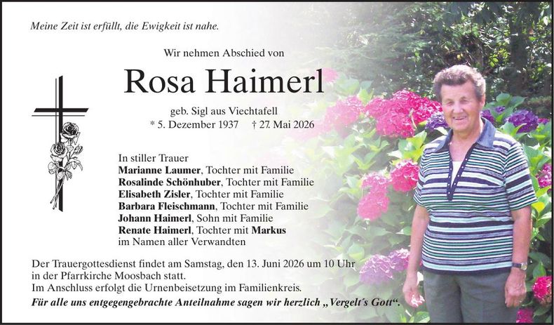 Traueranzeige Rosa Haimerl