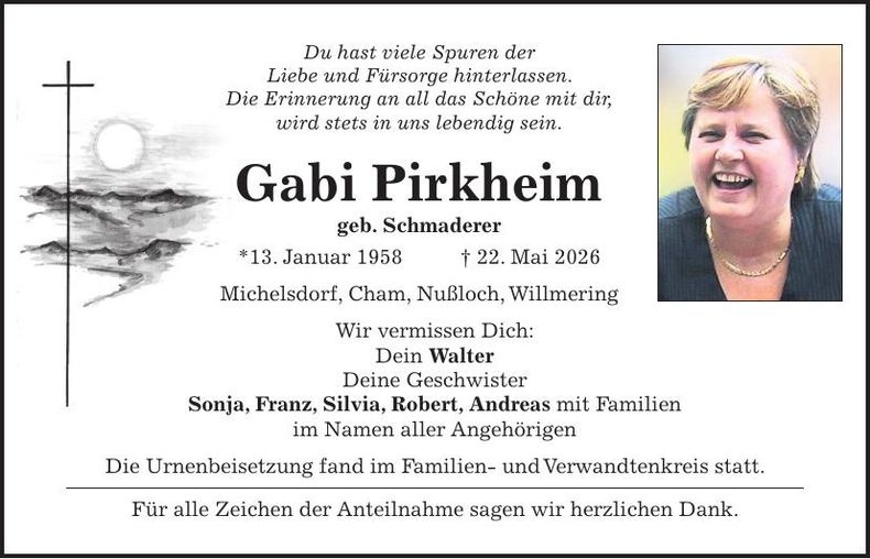 Traueranzeige Gabi Pirkheim
