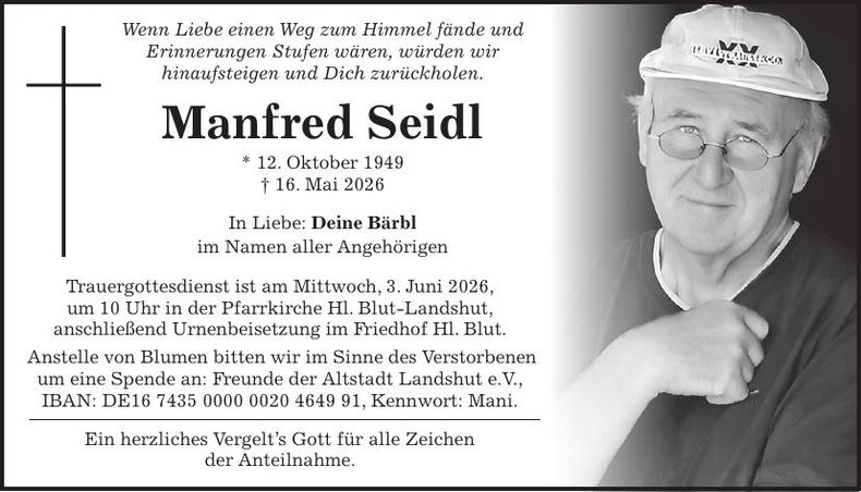 Traueranzeige Manfred Seidl