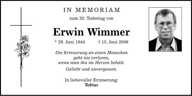 Traueranzeige Erwin Wimmer