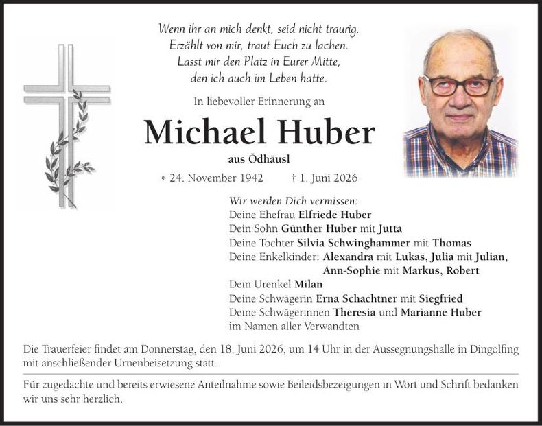 Traueranzeige Michael Huber