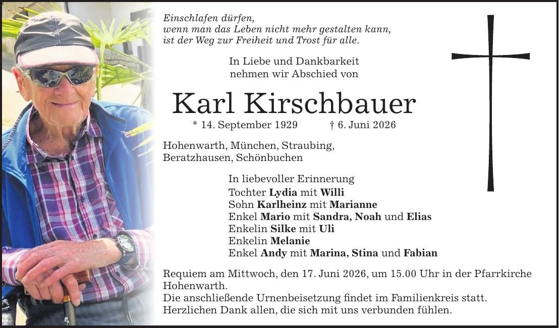 Traueranzeige Karl Kirschbauer