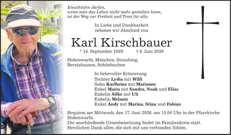 Traueranzeige Karl Kirschbauer