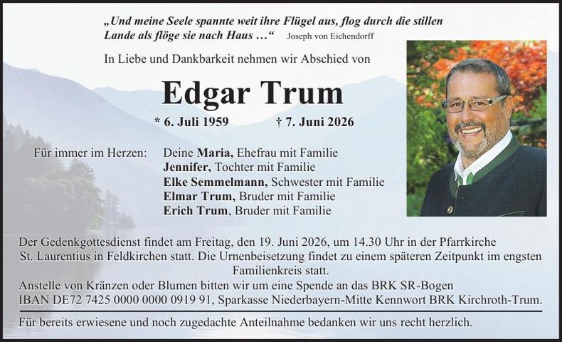 Traueranzeige Edgar  Trum 