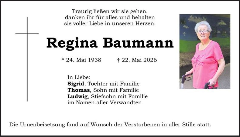 Traueranzeige Regina Baumann 