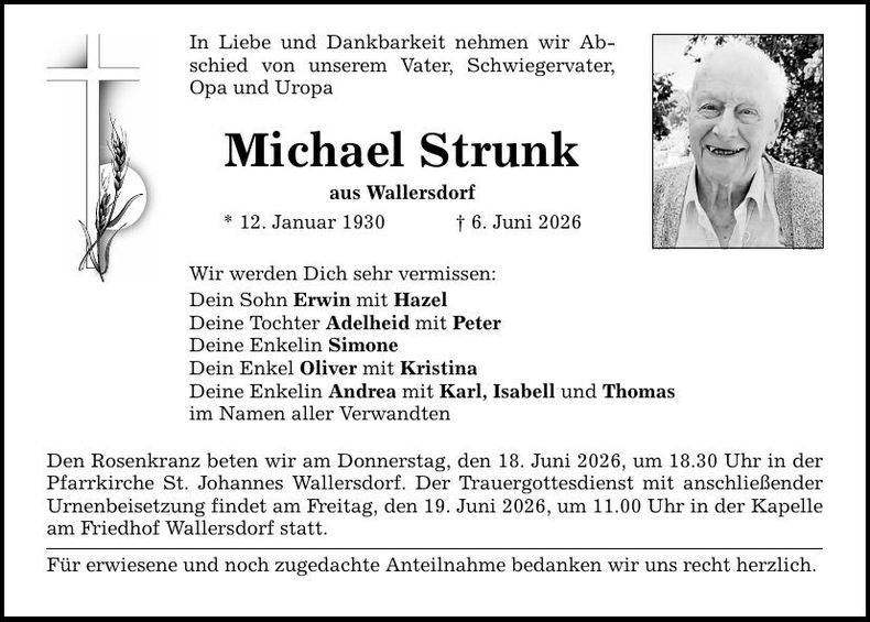 Traueranzeige Michael Strunk