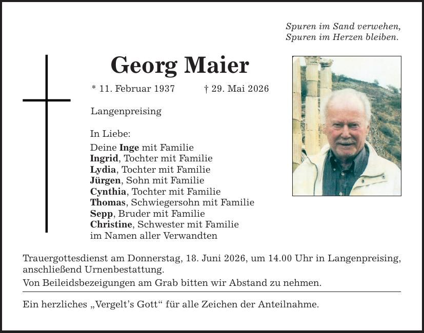 Traueranzeige Georg Maier